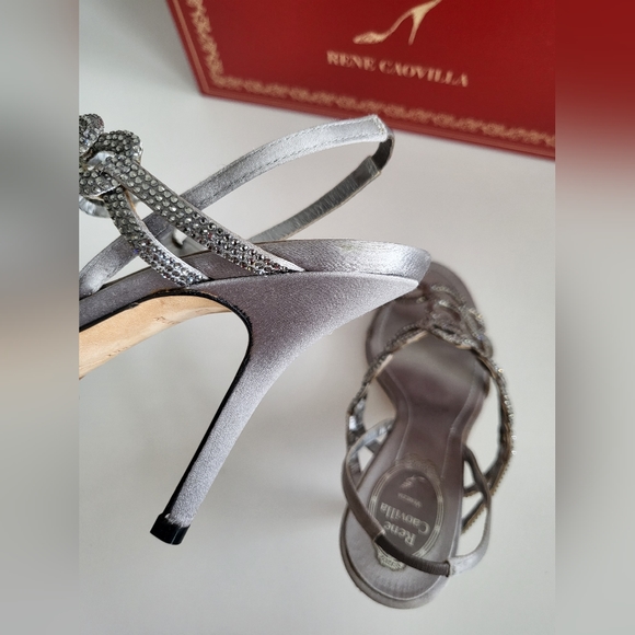 Rene Caovilla Silver Embellished Heels - Size 37.5 - Picture 7 of 14